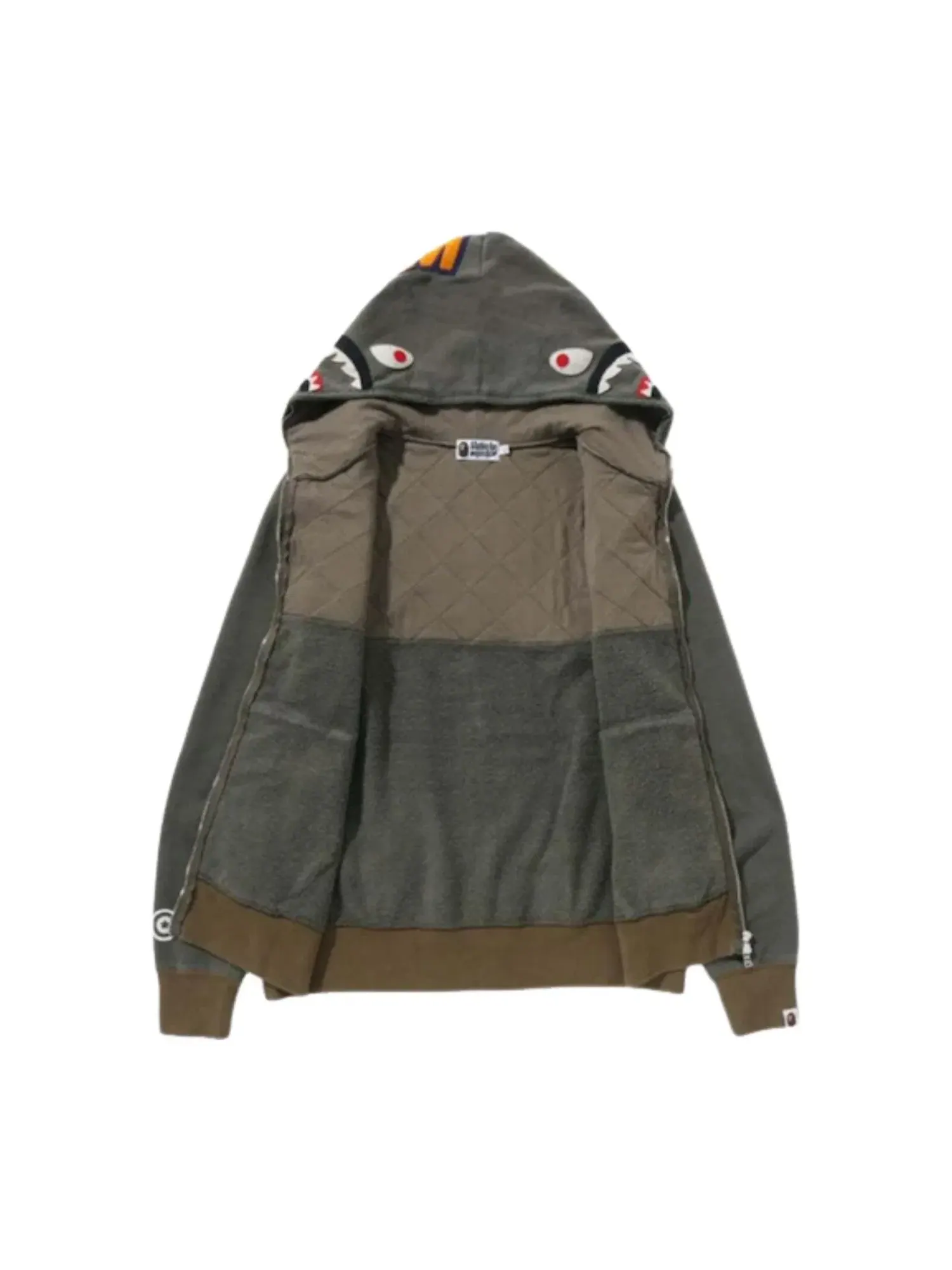 Мужское худи с полной застежкой-молнией A Rising Bape Military Shark A Bathing Ape — изображение 4 из 4, оливковый зеленый