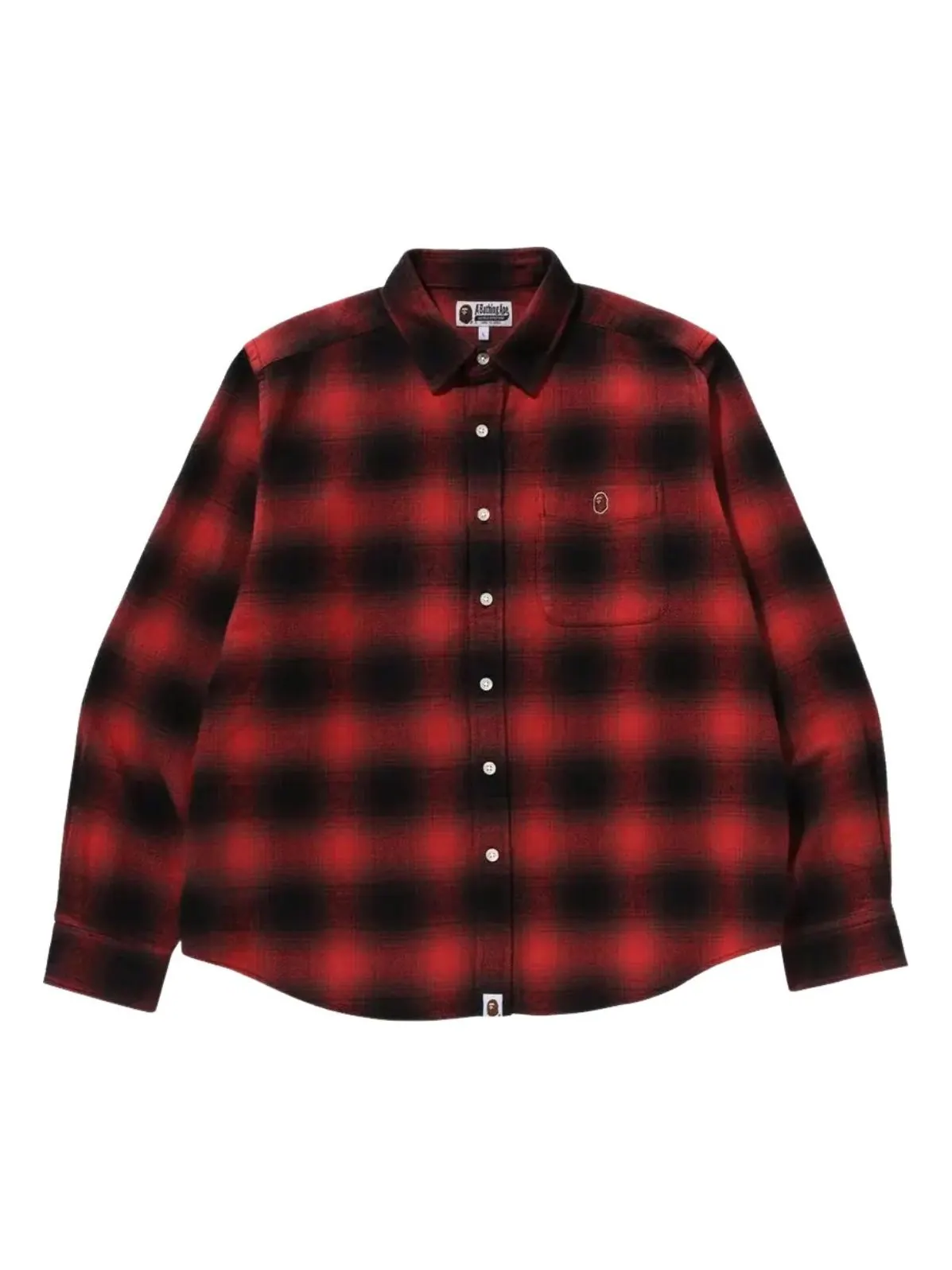 Рубашка с длинными рукавами A Bathing Ape One Point Ombre Check свободного кроя — изображение 1 из 2, красный/черный