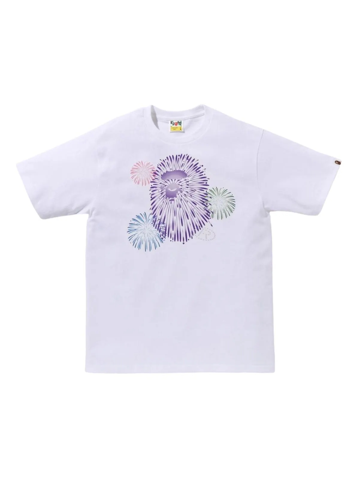 A Bathing Ape Футболка с изображением головы обезьяны в купальнике и фейерверком №2 — изображение 1 из 2, белый