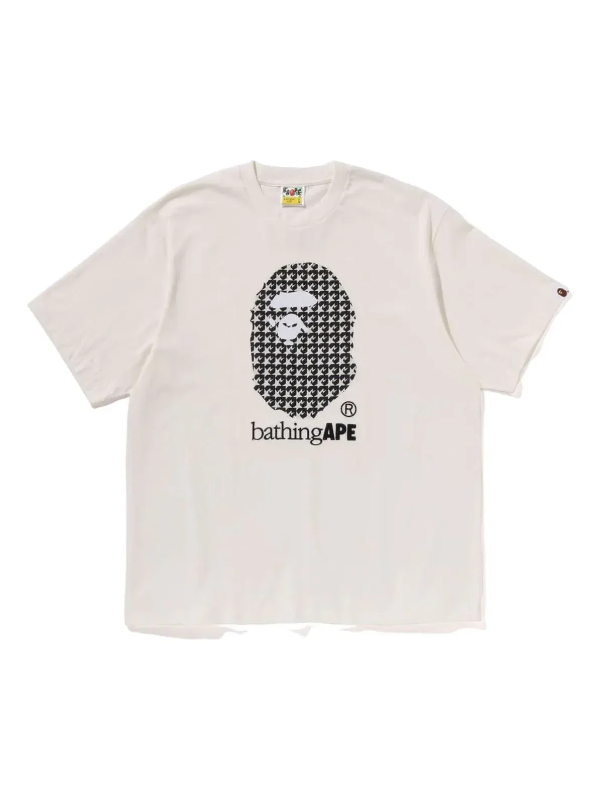 Футболка A Bathing Ape Sta Houndstooth от A Bathing Ape, свободного кроя — изображение 1 из 1, бежевый