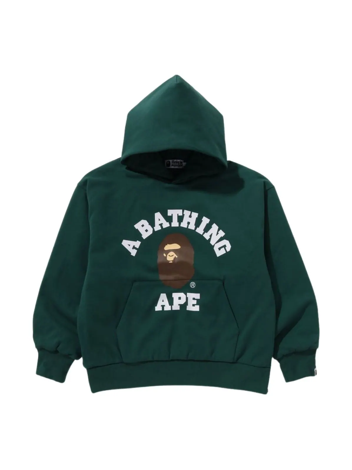 Толстовка с капюшоном свободного кроя A Bathing Ape College — изображение 1 из 2, зеленый
