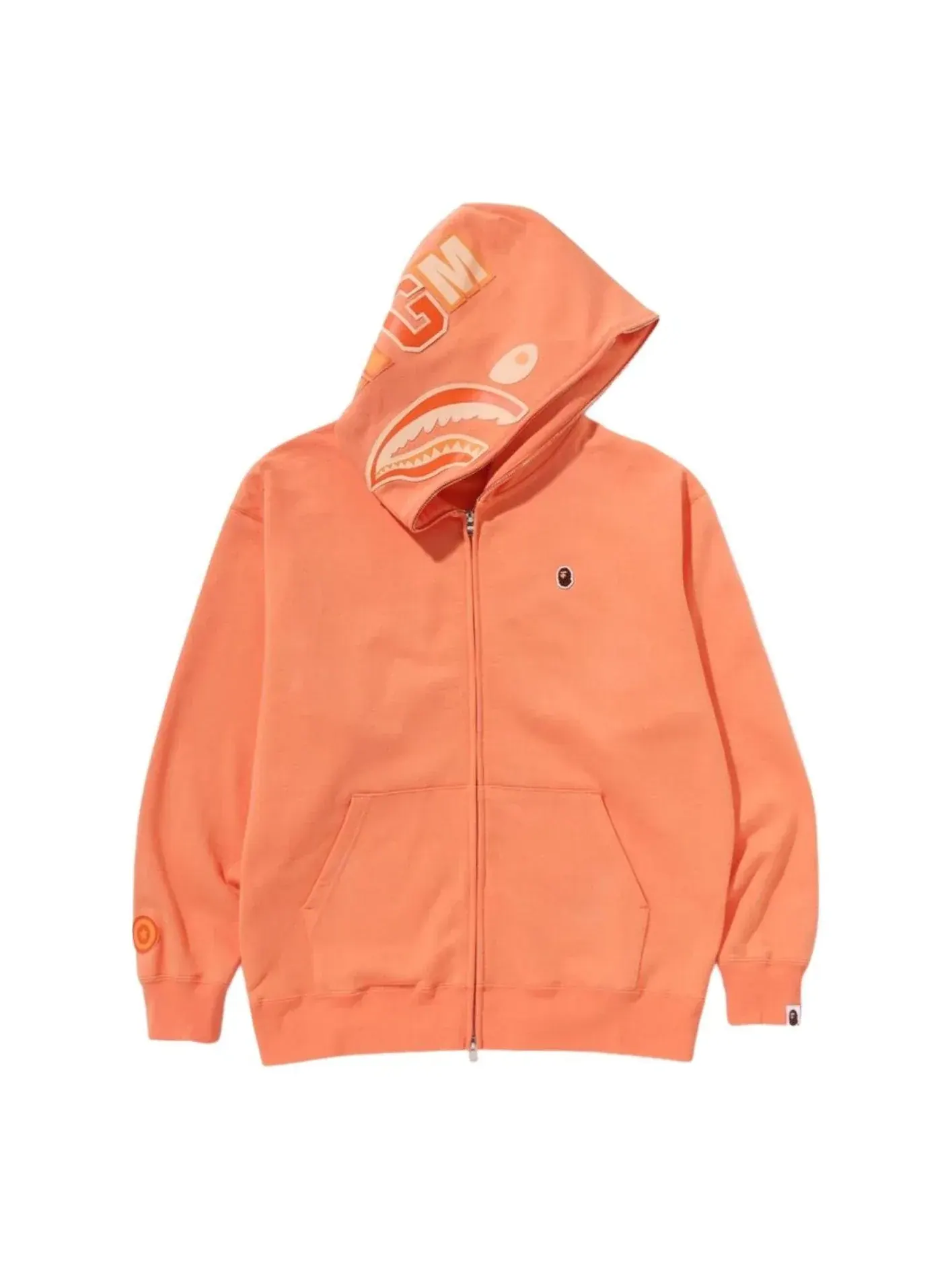 Худи A BATHING APE One Point Ape Head Shark Relaxed Fit Full Zip Hoodie 'Orange' — изображение 1 из 4, оранжевый