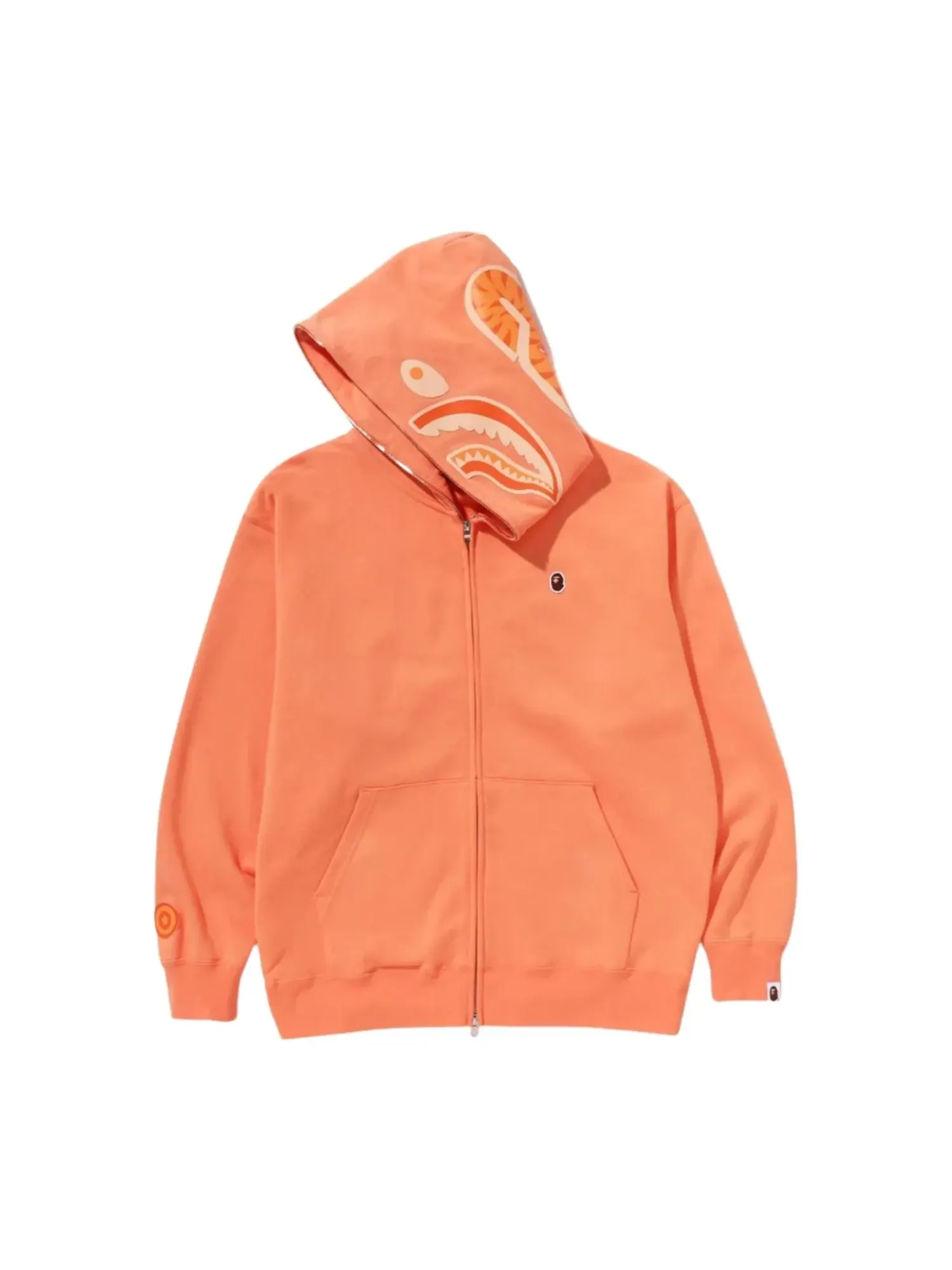 Худи A BATHING APE One Point Ape Head Shark Relaxed Fit Full Zip Hoodie 'Orange' — изображение 2 из 4, оранжевый