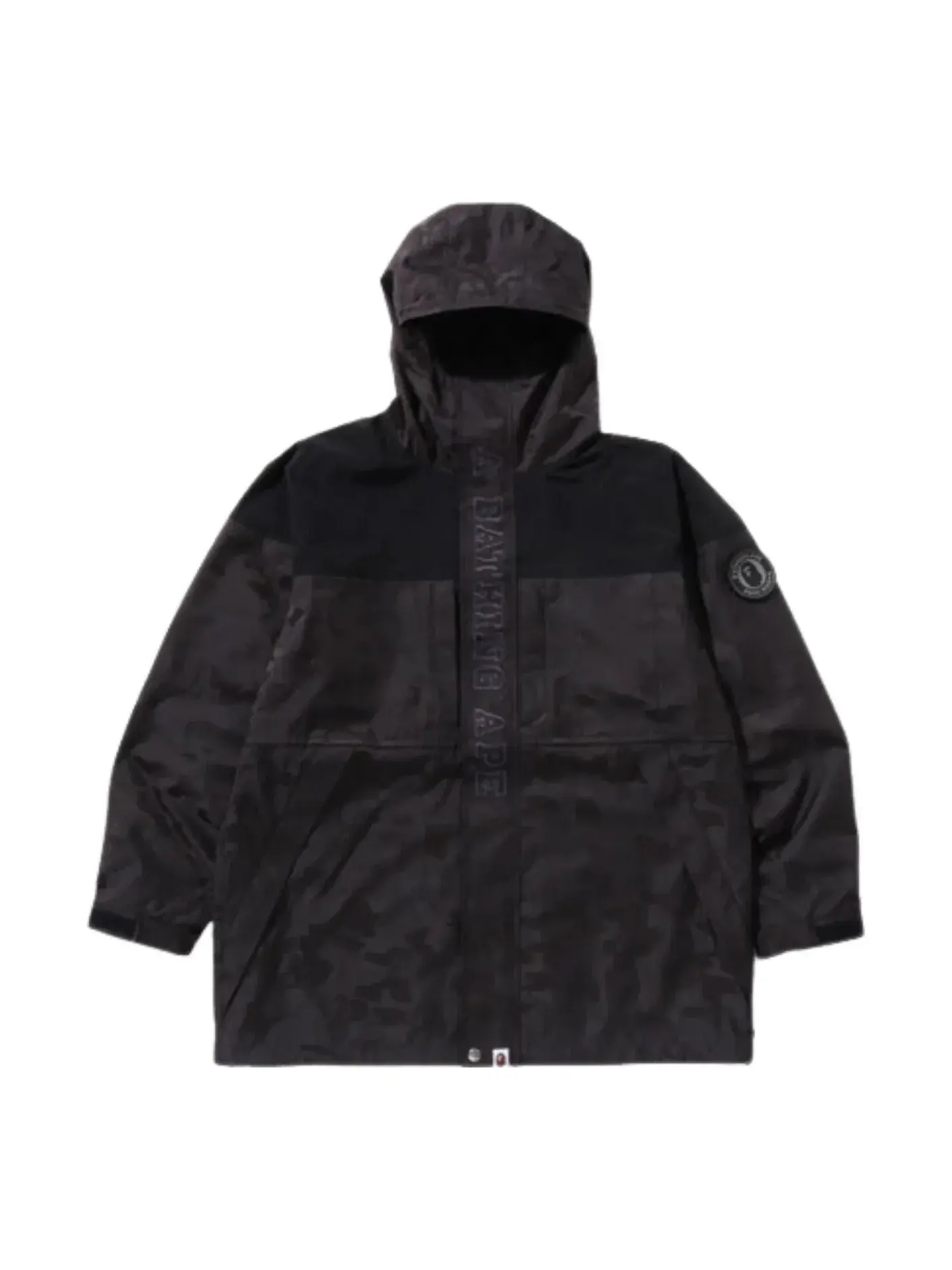 Длинная куртка A Bathing Ape из однотонного камуфляжного жаккарда — изображение 1 из 3, черный