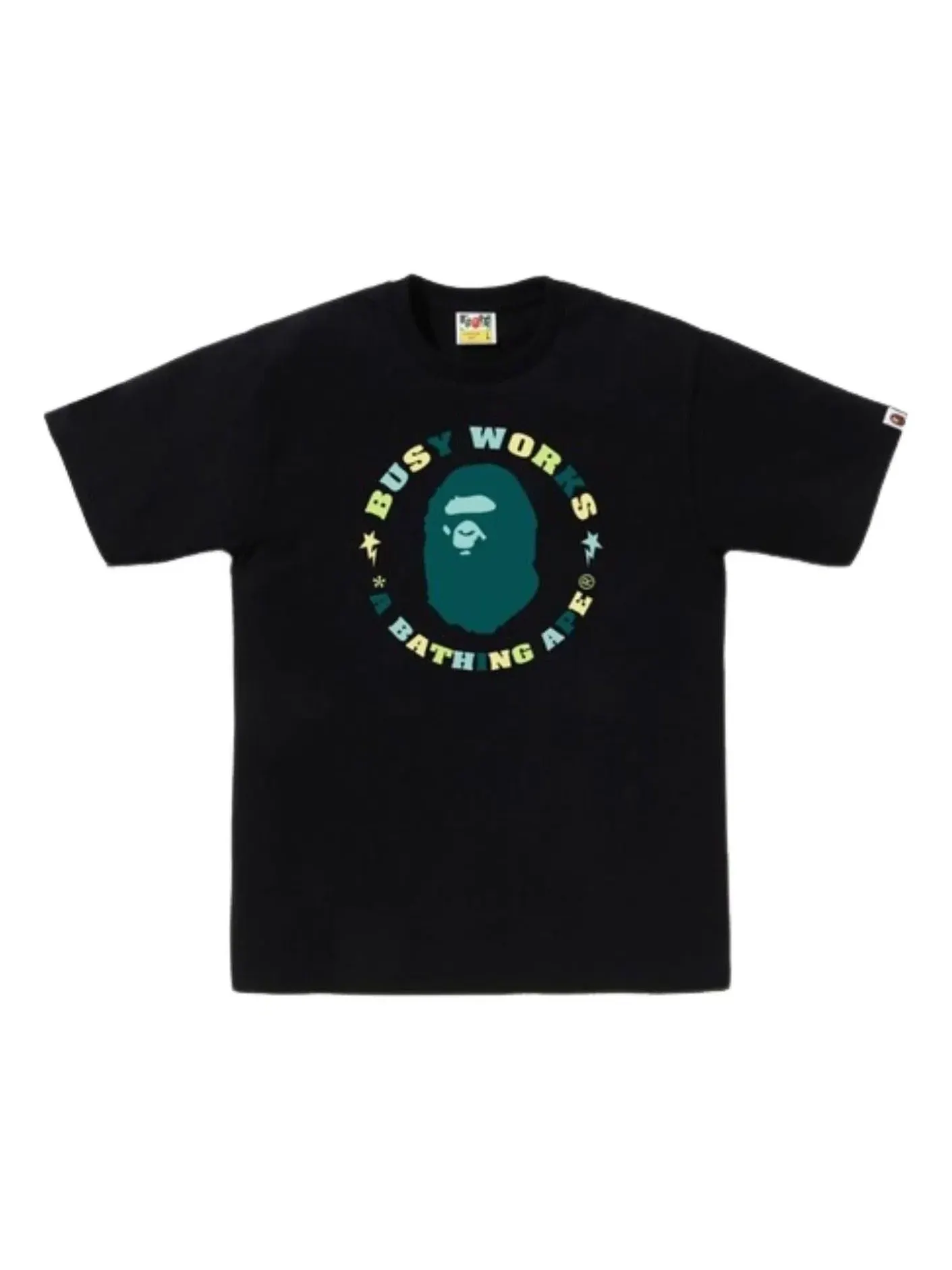 Мужская футболка с принтом Colors Busy Works Sta A Bathing Ape — изображение 1 из 1, черный