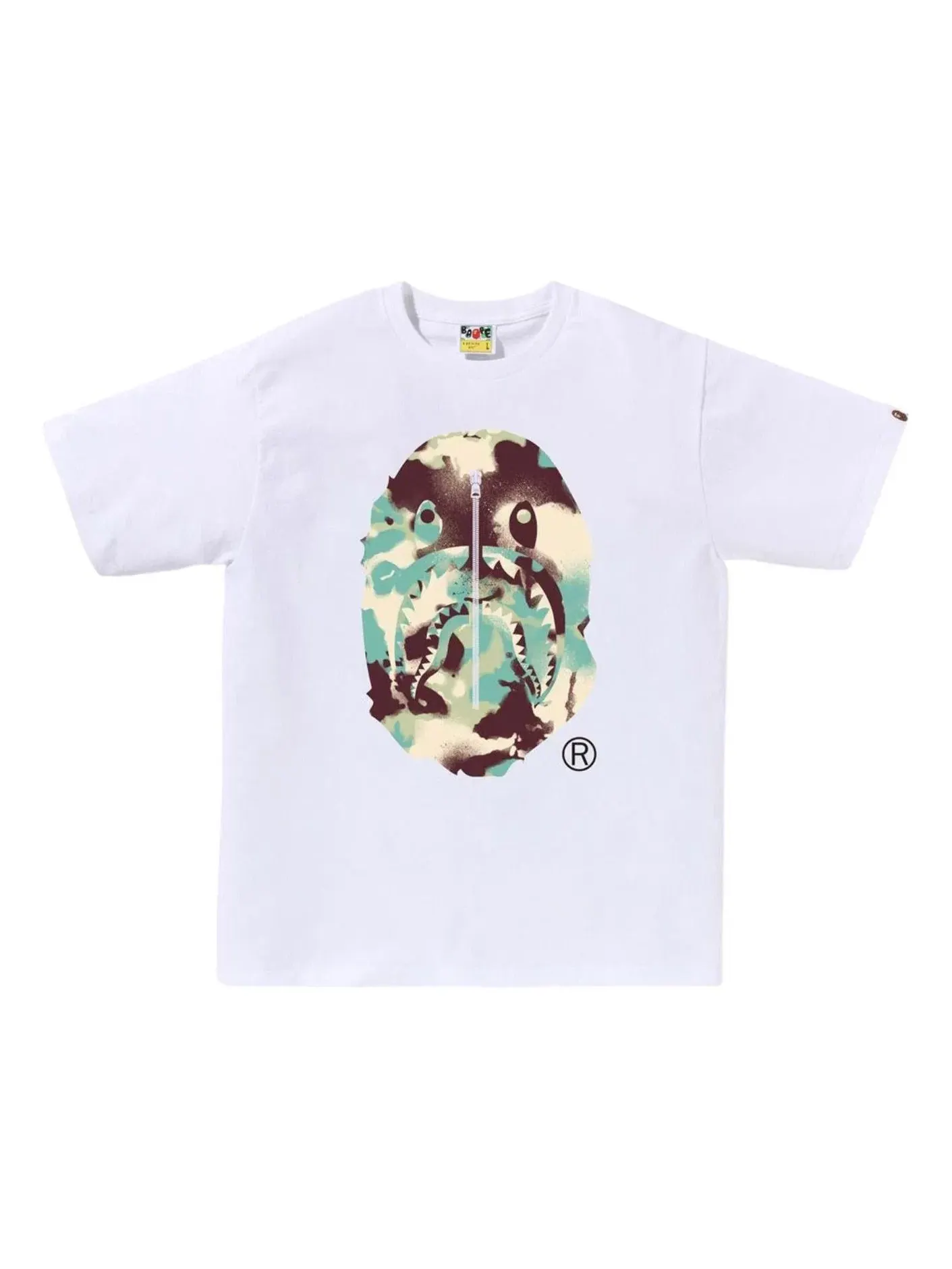 Мужская футболка с принтом A Bathing Ape Map Camo Ape Head Shark — изображение 1 из 2, белый