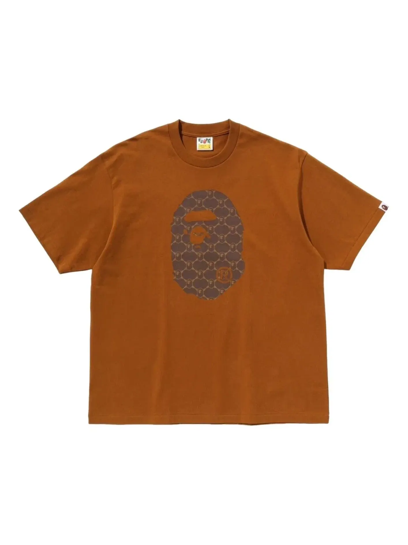 Мужская футболка свободного кроя College Monogram Ape Head A Bathing Ape — изображение 1 из 1, бежевый