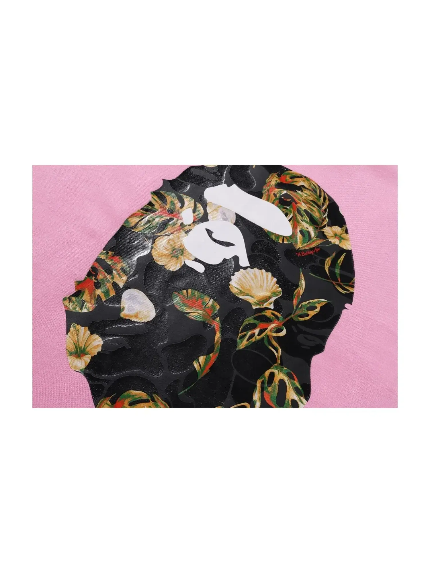 Мужская футболка свободного кроя Vacation Pattern Ape Head A Bathing Ape — изображение 2 из 3, розовый