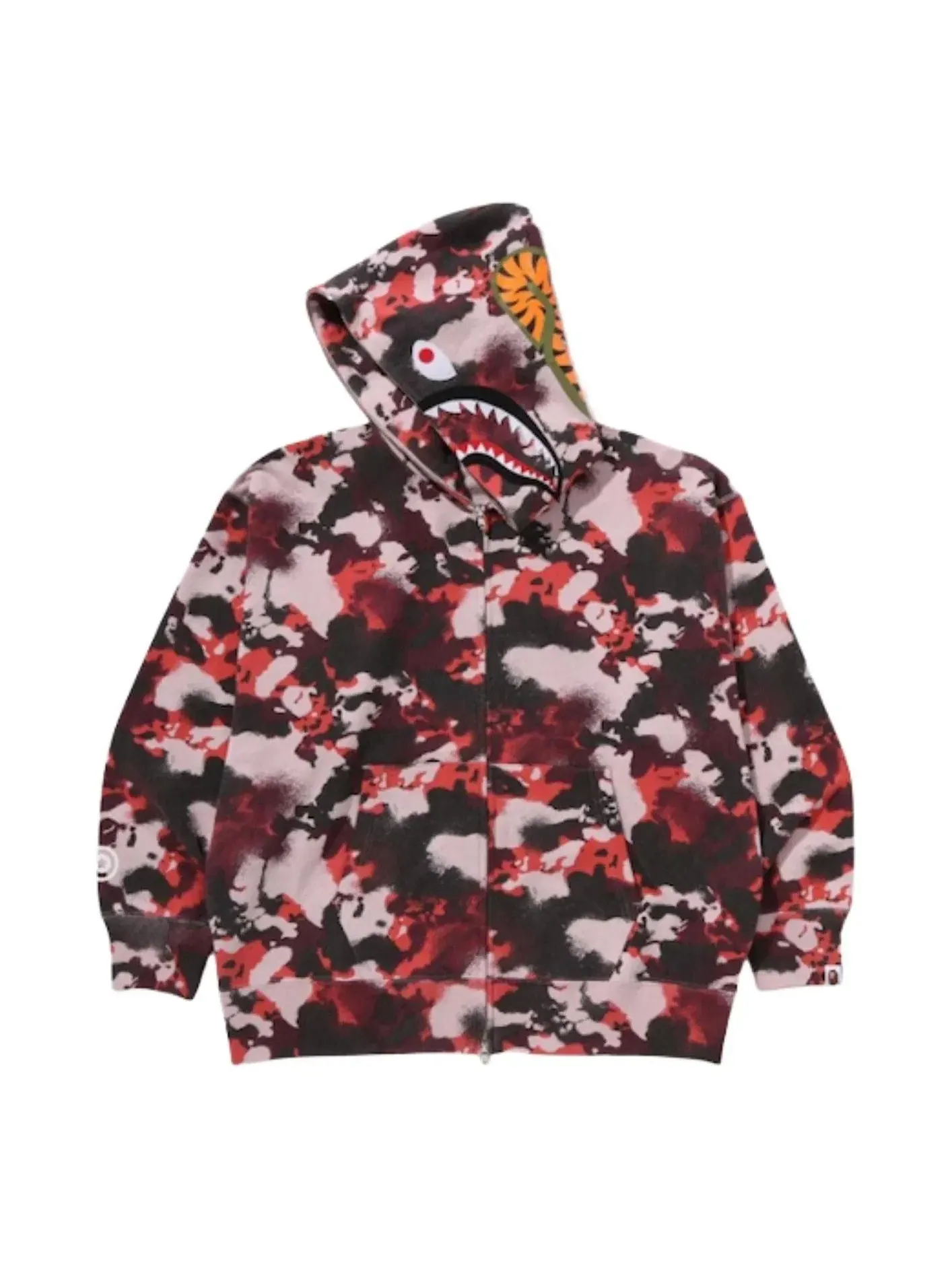 Мужское худи с принтом A Bathing Ape Map Camo Shark Full Zip — изображение 1 из 3, красный