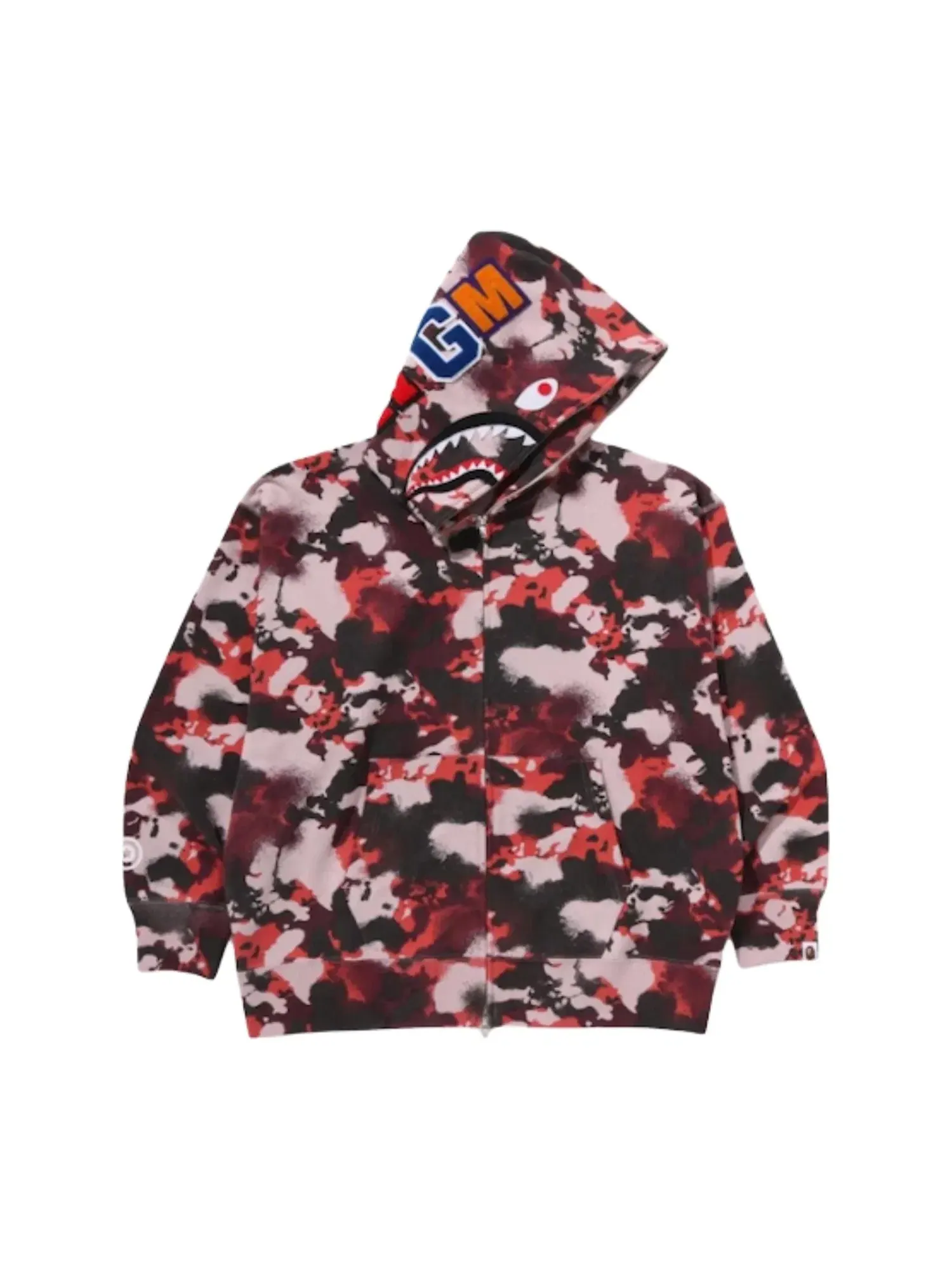 Мужское худи с принтом A Bathing Ape Map Camo Shark Full Zip — изображение 2 из 3, красный