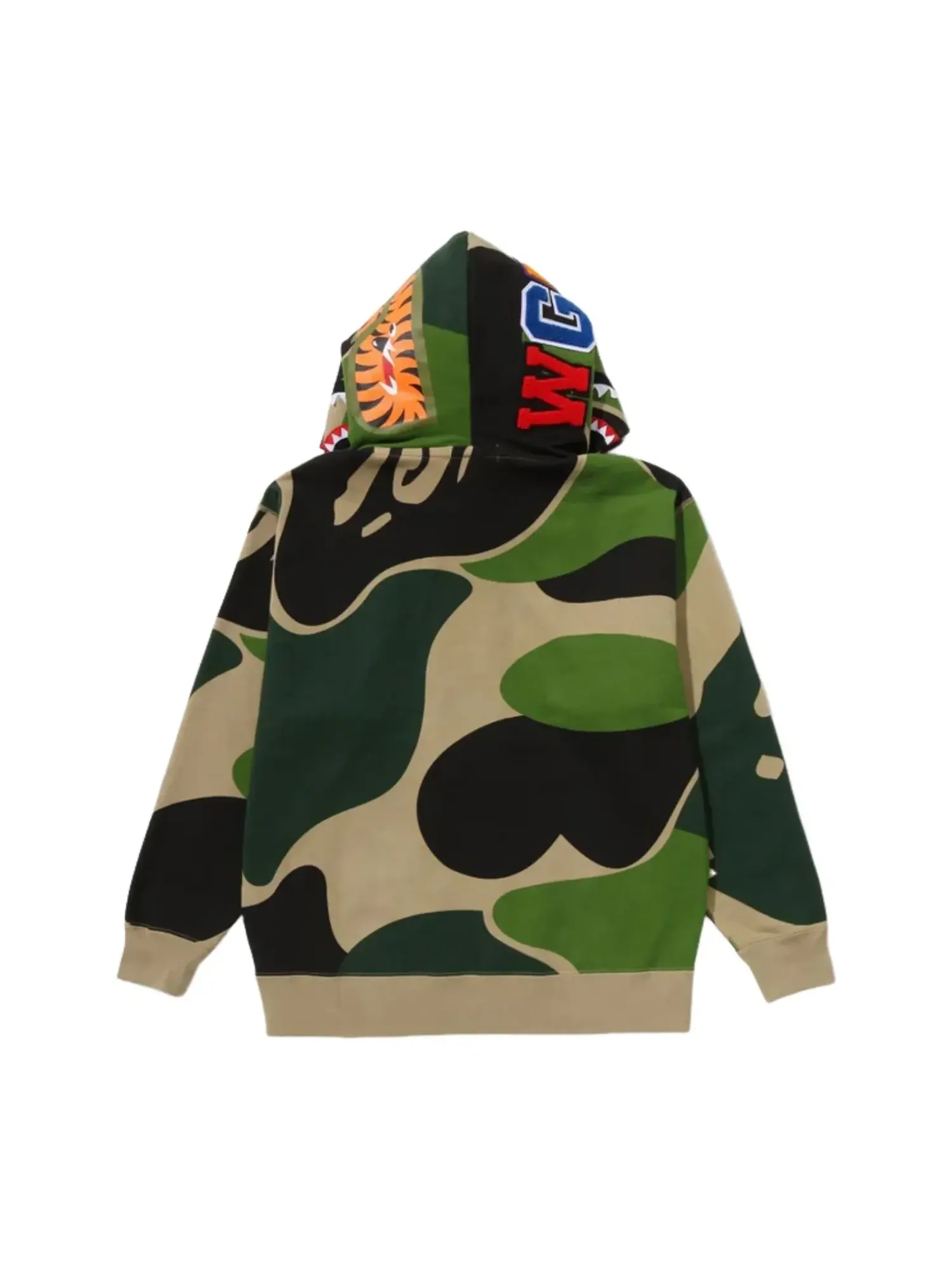Толстовка A Bathing Ape Mega ABC Camo Double Shark Relaxed Fit Full Zip Hoodie 'Green' — изображение 4 из 5, зеленый
