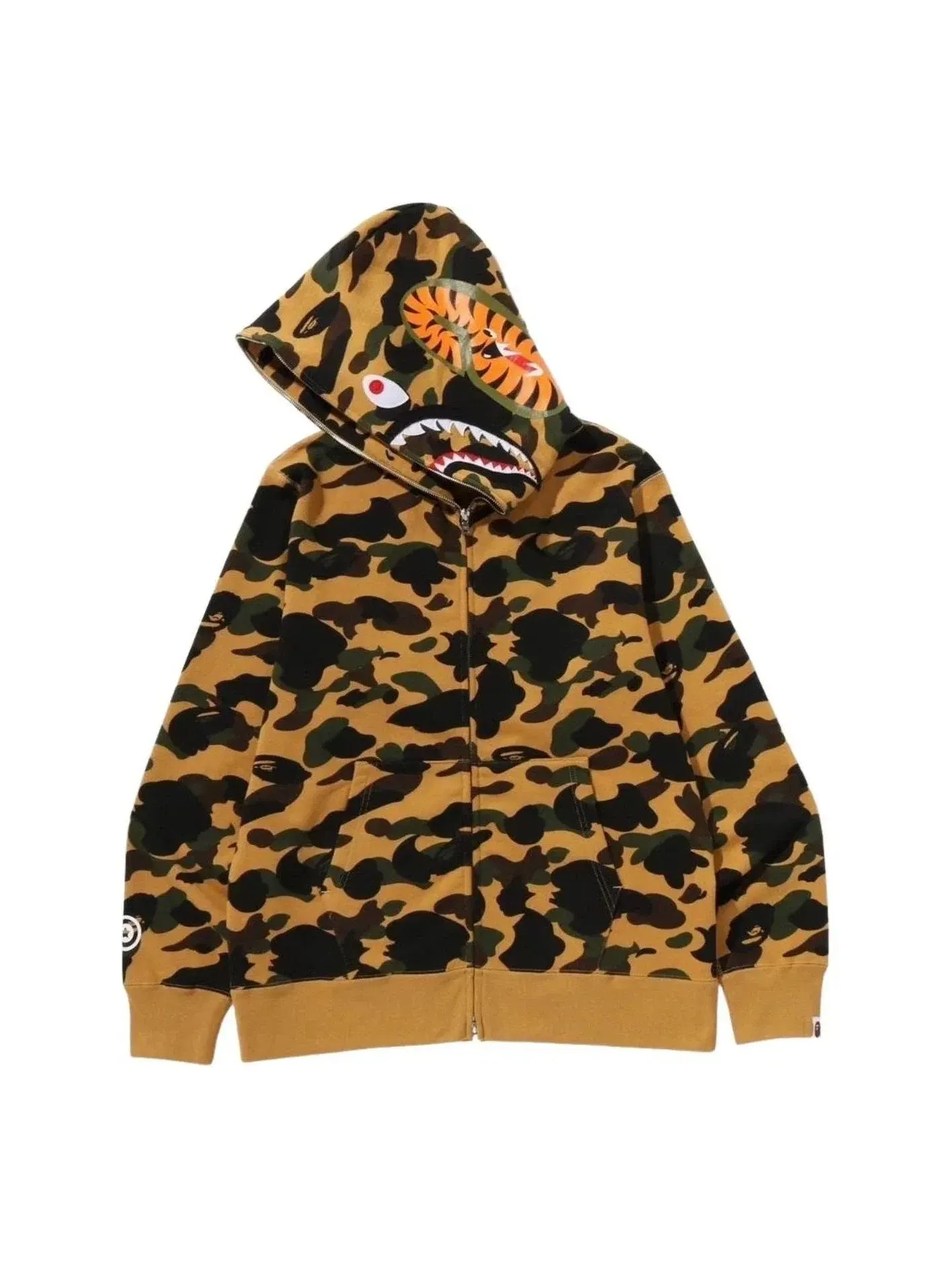 Мужская худи с капюшоном и принтом A Bathing Ape 1st Camo Full Zip Shark — изображение 1 из 2, желтый