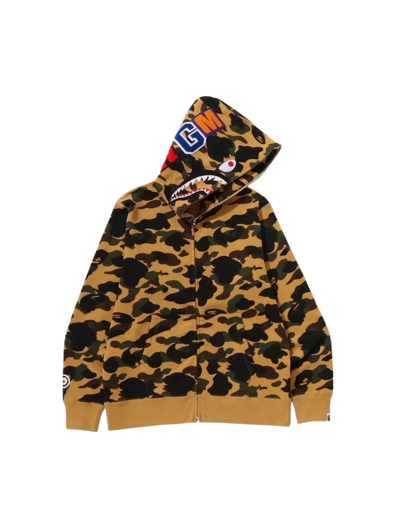 Мужская худи с капюшоном и принтом A Bathing Ape 1st Camo Full Zip Shark — изображение 2 из 2, желтый