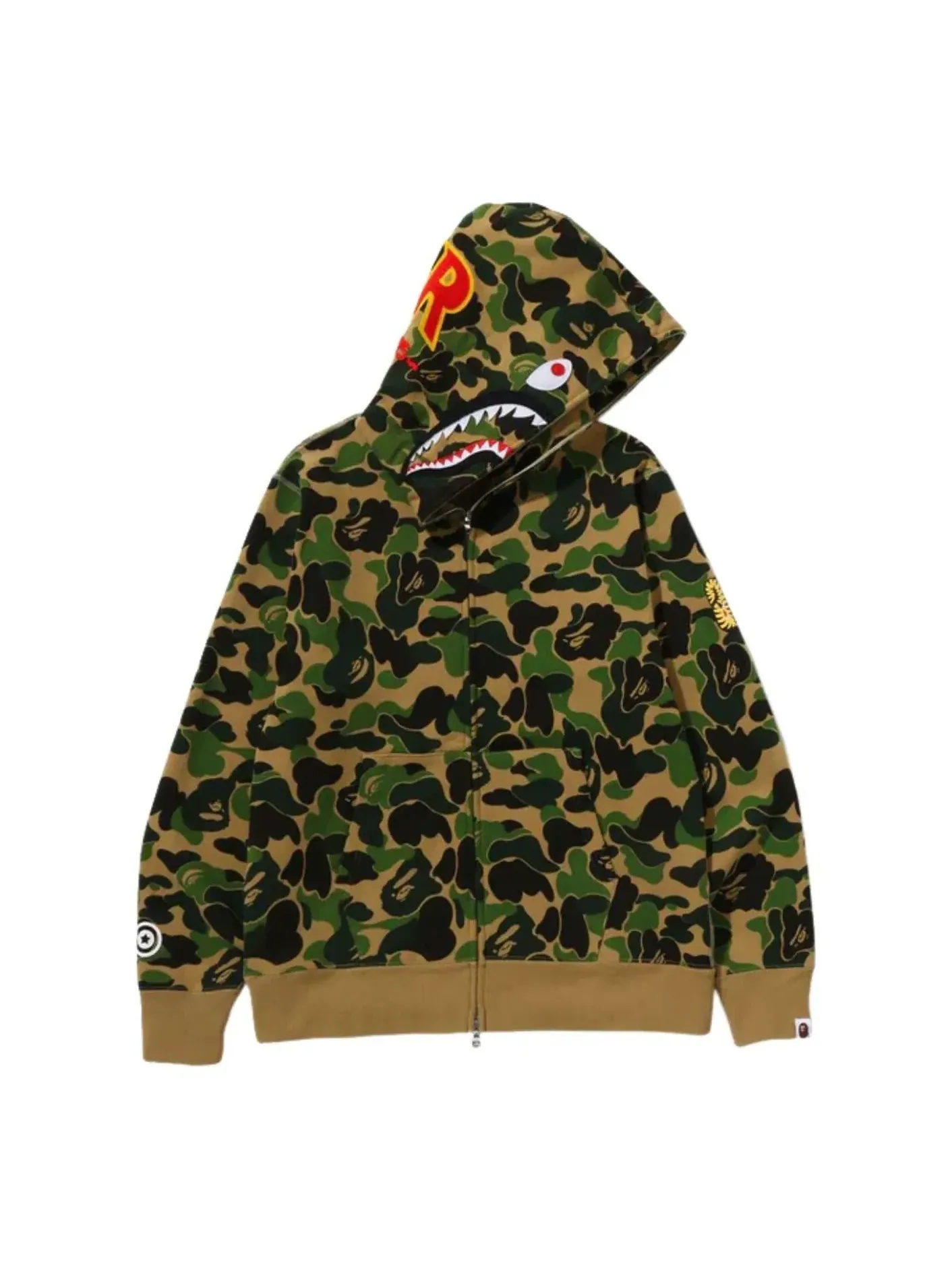 Толстовка на молнии A Bathing Ape ABC Camo 2nd Shark — изображение 1 из 3, зеленый