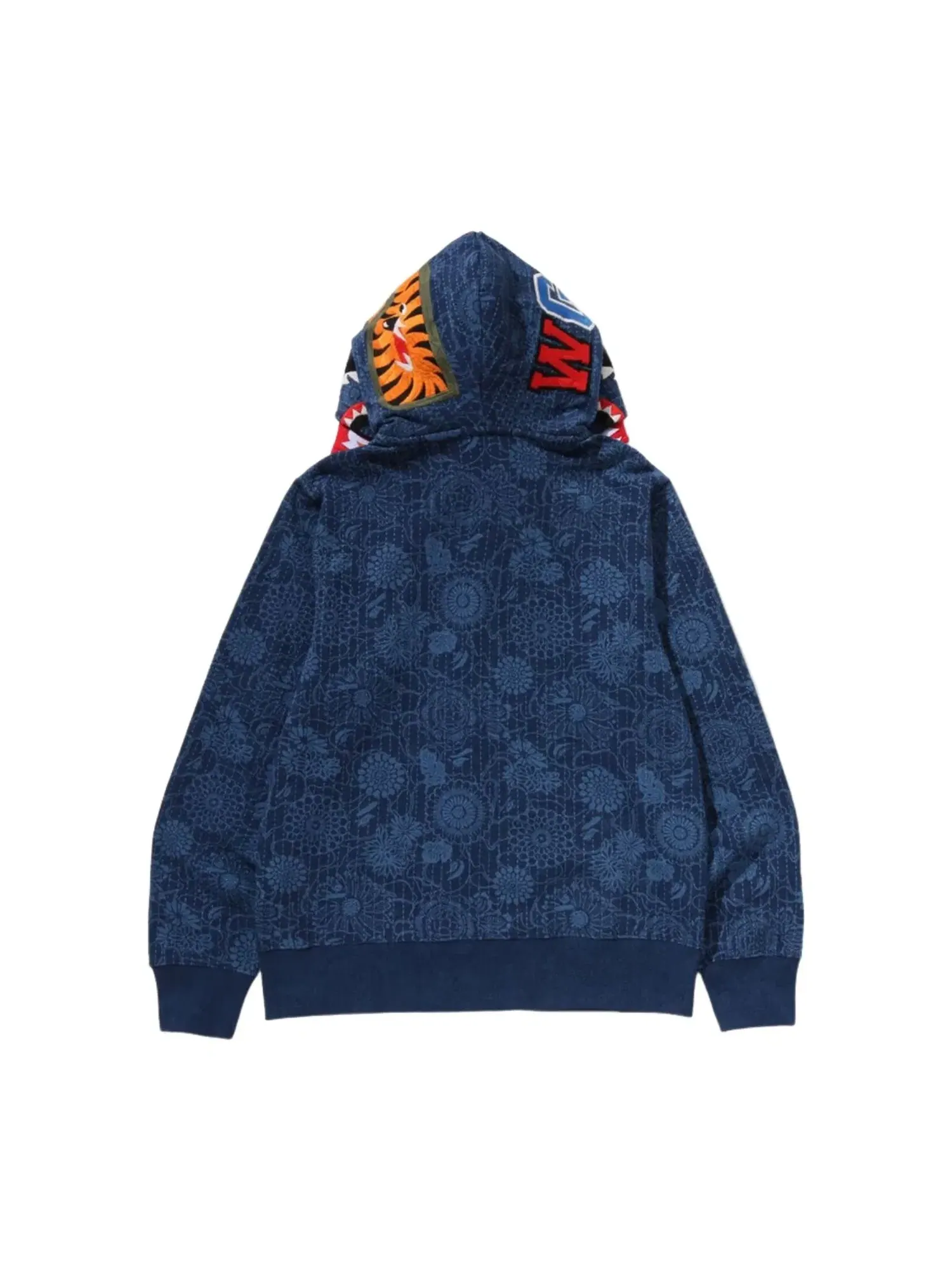 Мужское худи с капюшоном с принтом Japanese Indigo Art Camo Double Tiger Shark Full Zip A Bathing Ape — изображение 4 из 4