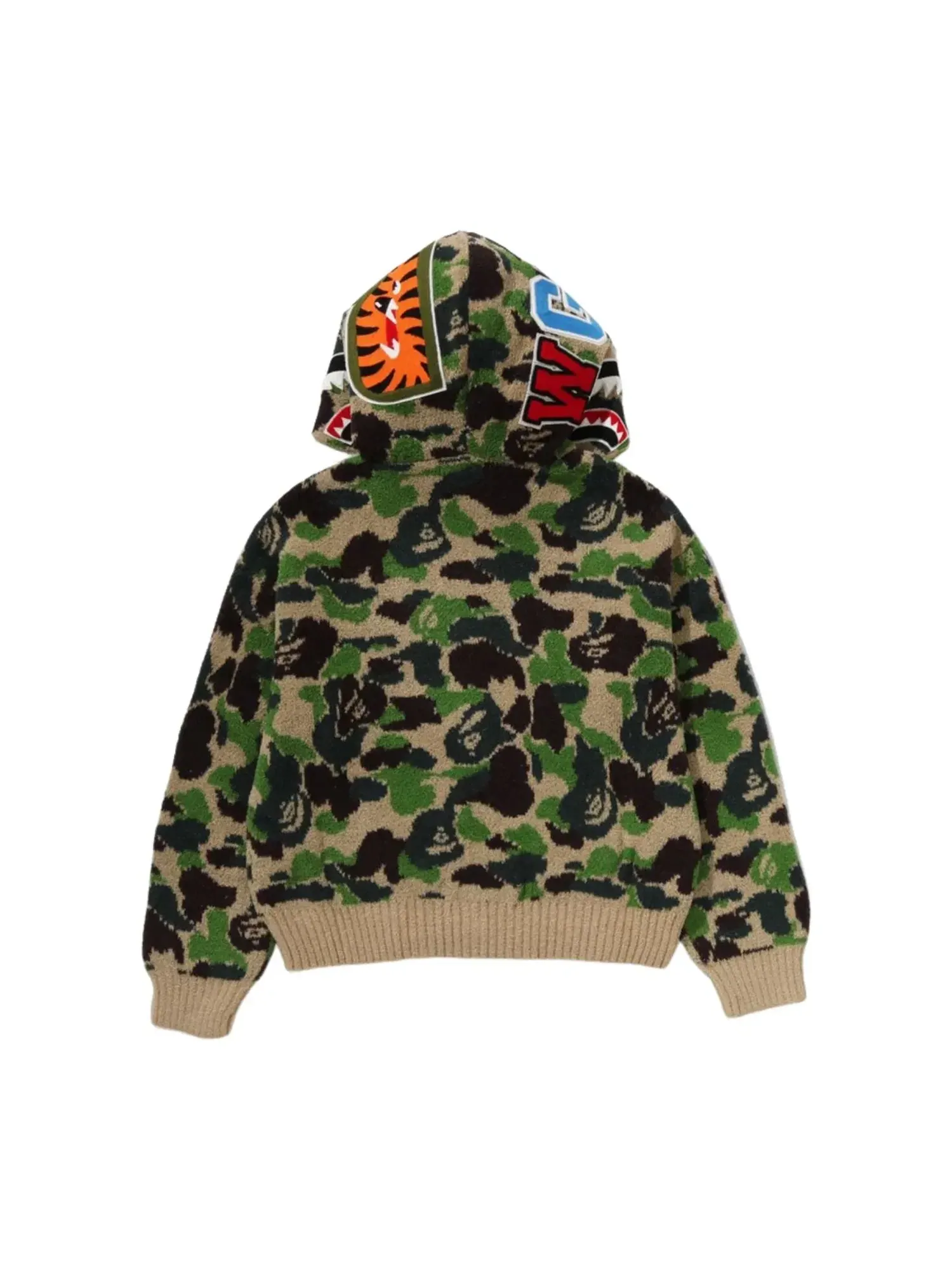 Мужское худи с принтом A Bathing Ape Camo Towel Jacquard Shark Full Zip — изображение 3 из 3, зеленый