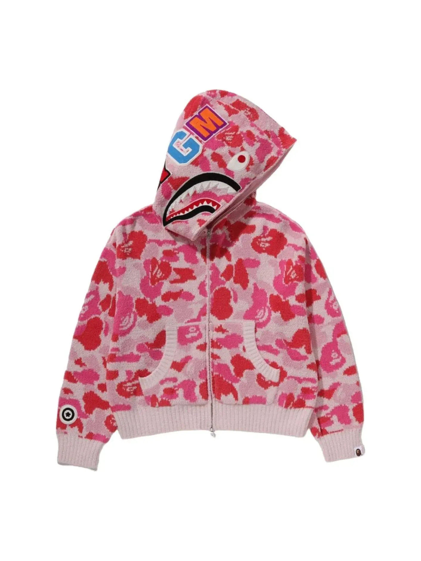 Мужское худи с камуфляжным принтом и молнией Shark A Bathing Ape — изображение 1 из 3, розовый