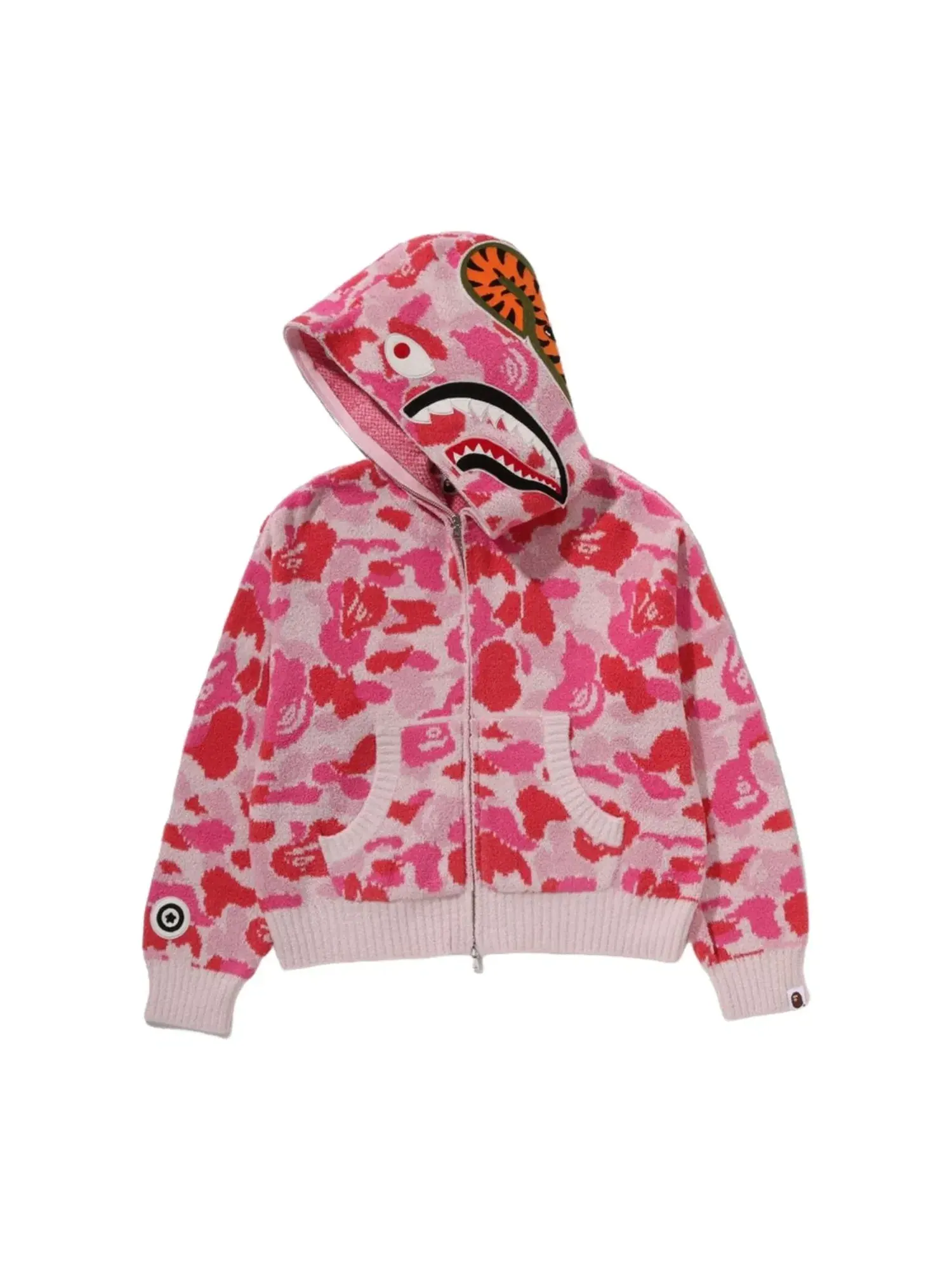 Мужское худи с камуфляжным принтом и молнией Shark A Bathing Ape — изображение 2 из 3, розовый