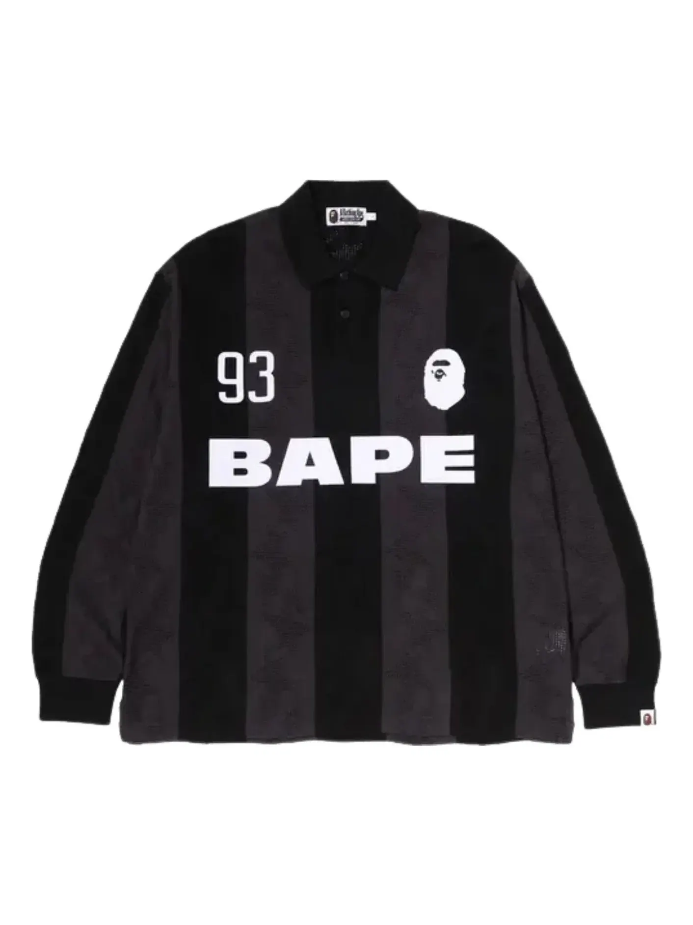 Футболка A Bathing Ape с жаккардовым узором в полоску и множеством логотипов — изображение 1 из 1, черный