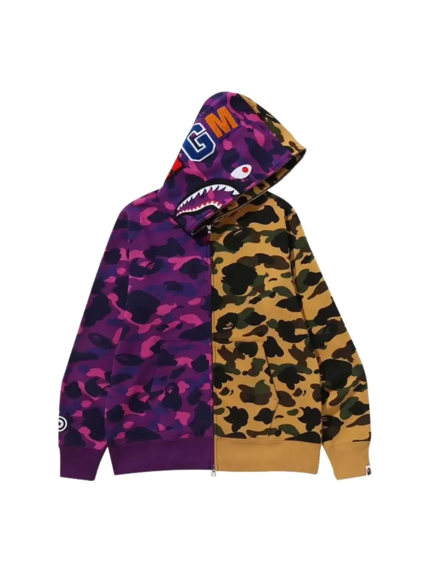 Толстовка на молнии A Bathing Ape Split Camo Shark — изображение 1 из 2, фиолетовый