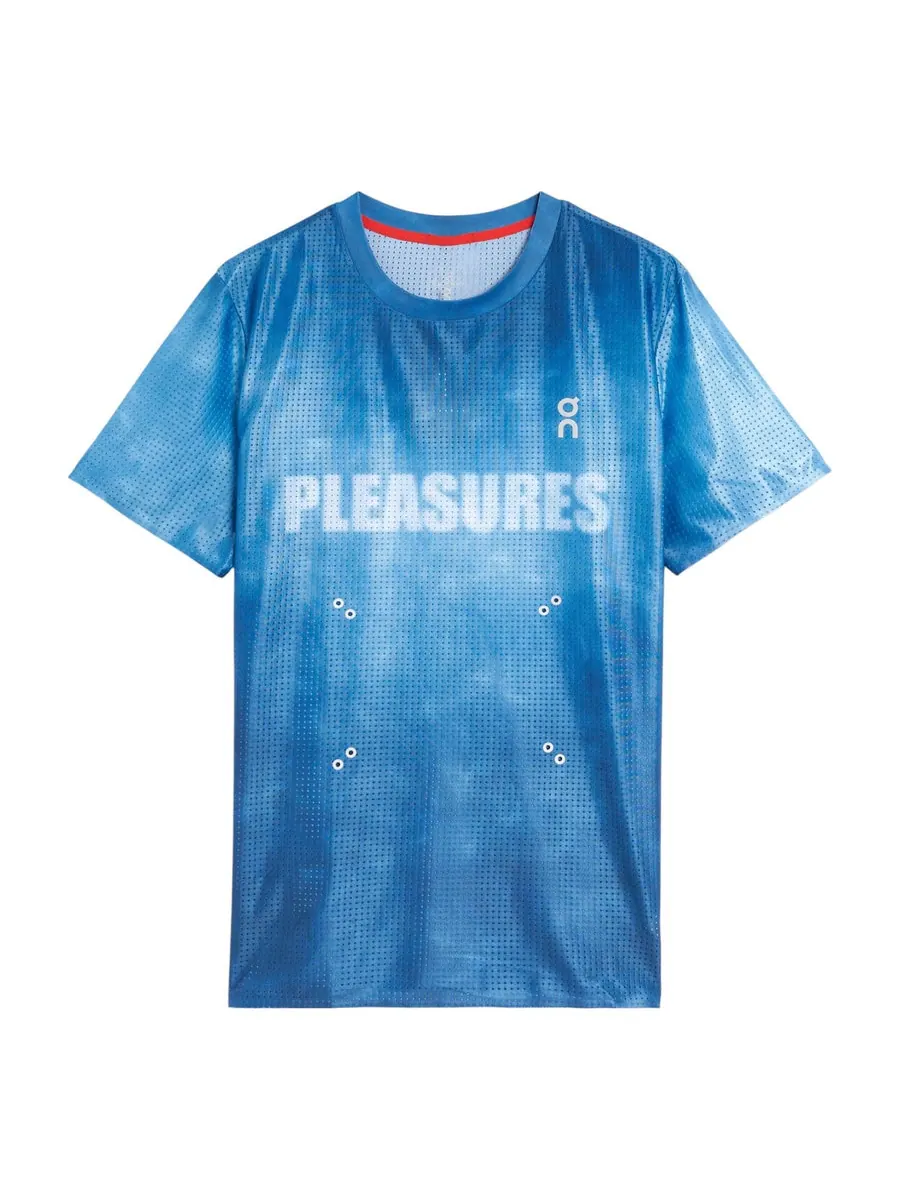 Футболка On Running x Pleasures, Pace T-Shirt, для повседневной носки — изображение 1 из 2, синий