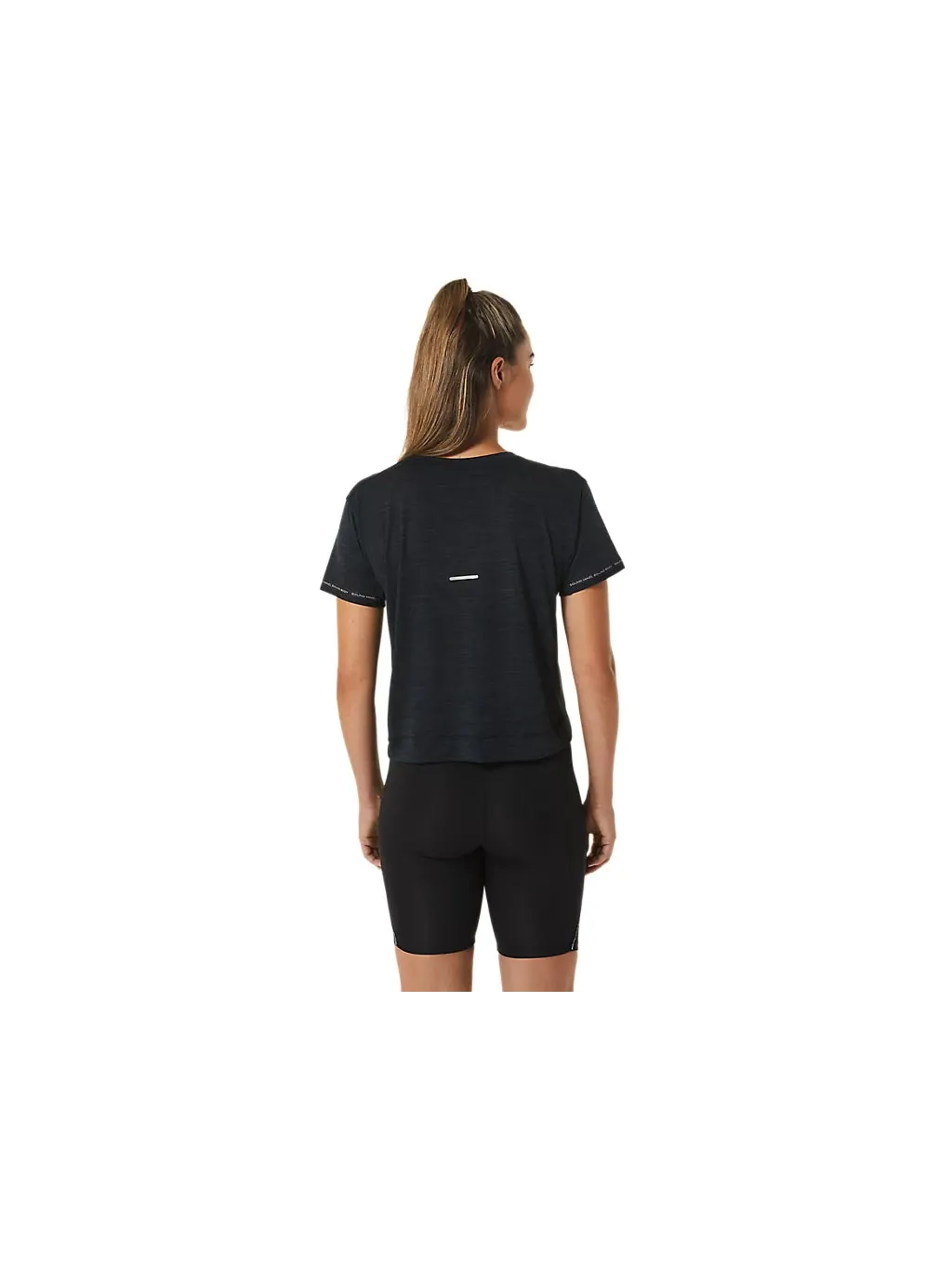 Топ (WMNS) ASICS Race Crop Top 'Performance Black Charcoal Grey' — изображение 2 из 3, черный