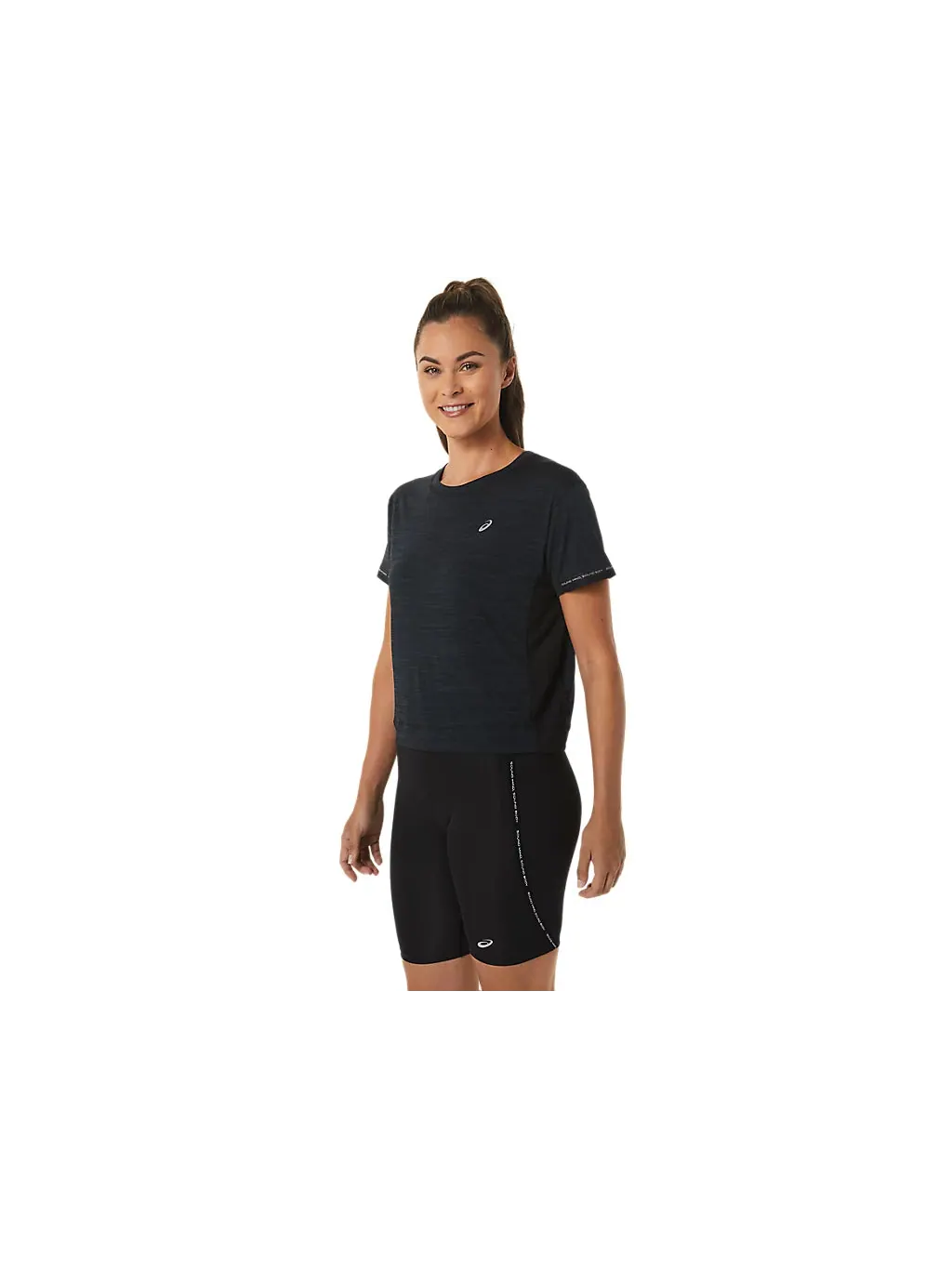 Топ (WMNS) ASICS Race Crop Top 'Performance Black Charcoal Grey' — изображение 3 из 3, черный
