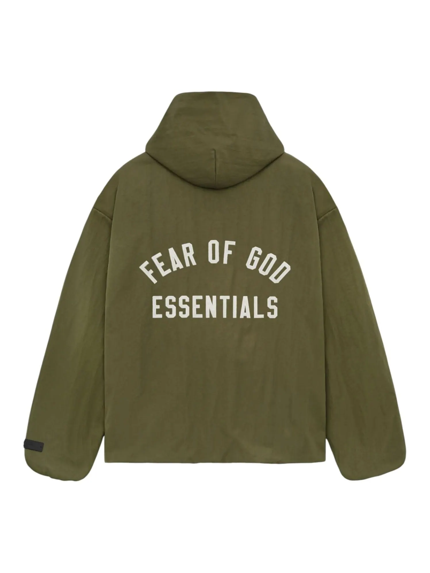 Куртка Fear of God Essentials Textured Nylon Hooded Coaches Jacket 'Military' — изображение 2 из 2, зеленый