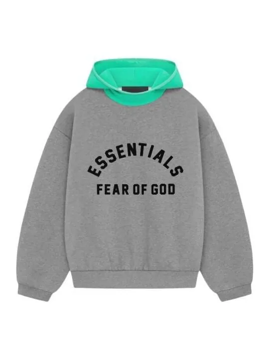 Толстовка ss24 nylon fleece hoodie 'dark heather oatmeal mint leaf' Fear Of God Essentials — изображение 1 из 2