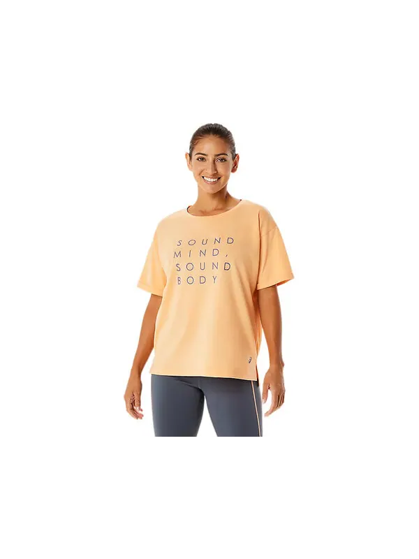 Футболка training core relaxed graphic t-shirt 'orange' Asics — изображение 1 из 3, оранжевый/серый