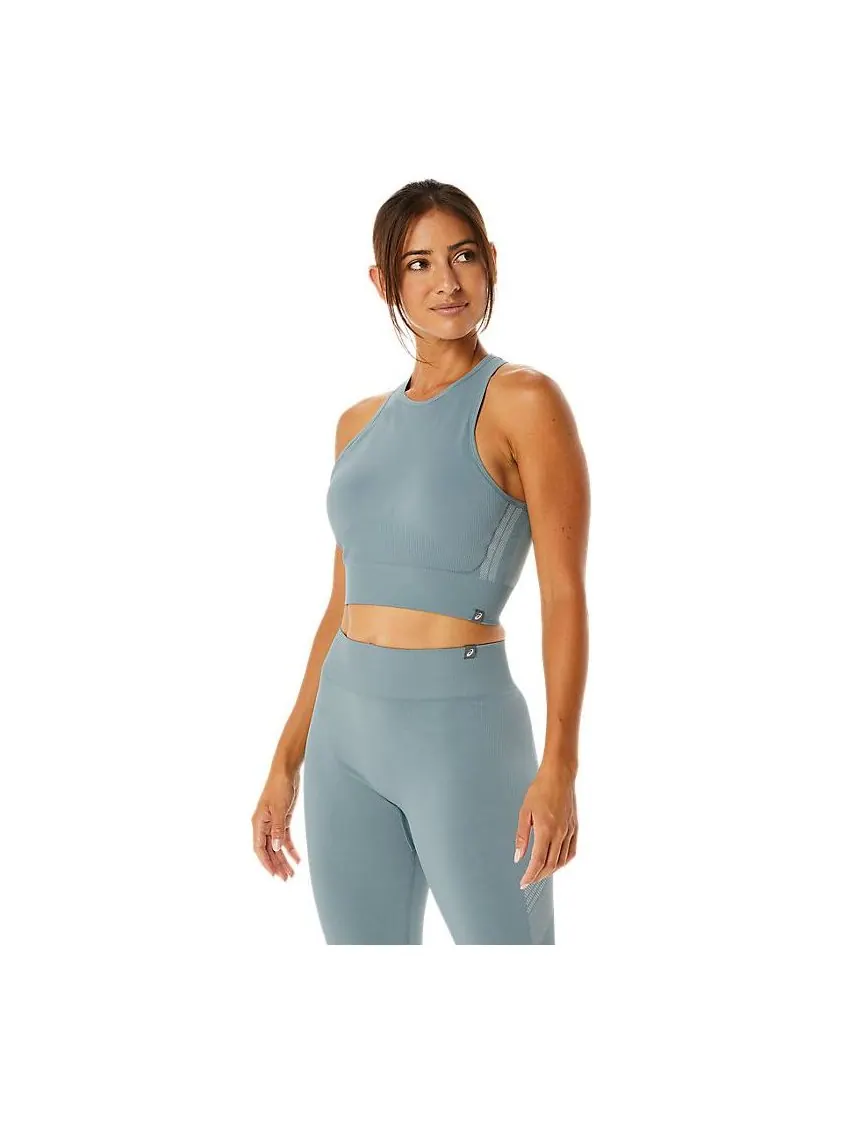 Бюстгальтер (WMNS) ASICS Nagino Flex Seamless Bra 'Light Steel' — изображение 1 из 3, серый