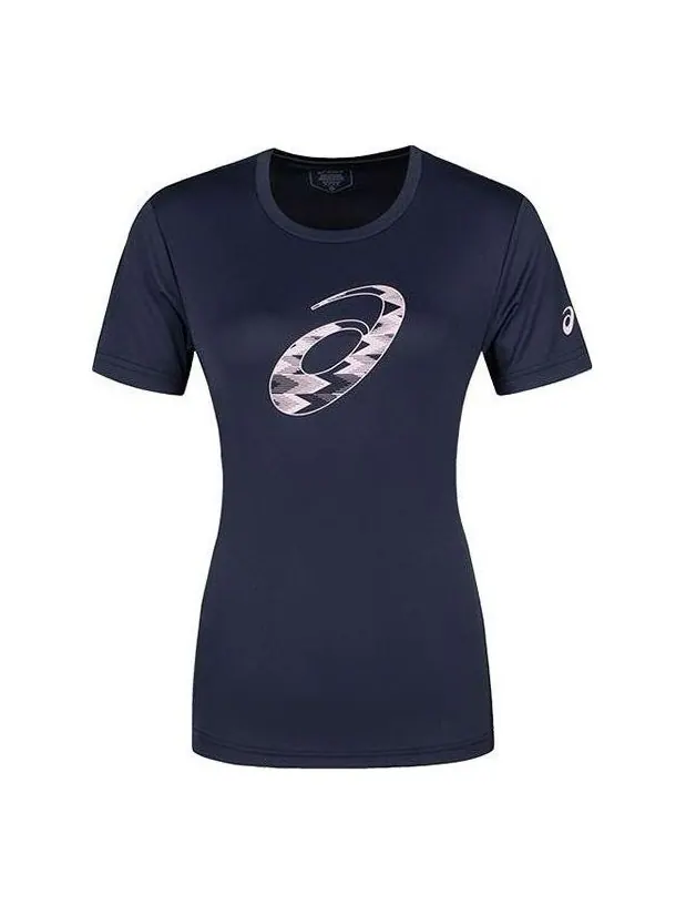 Футболка (WMNS) ASICS Spiral Graphic Short Sleeve T-Shirt Asia Sizing 'Midnight'