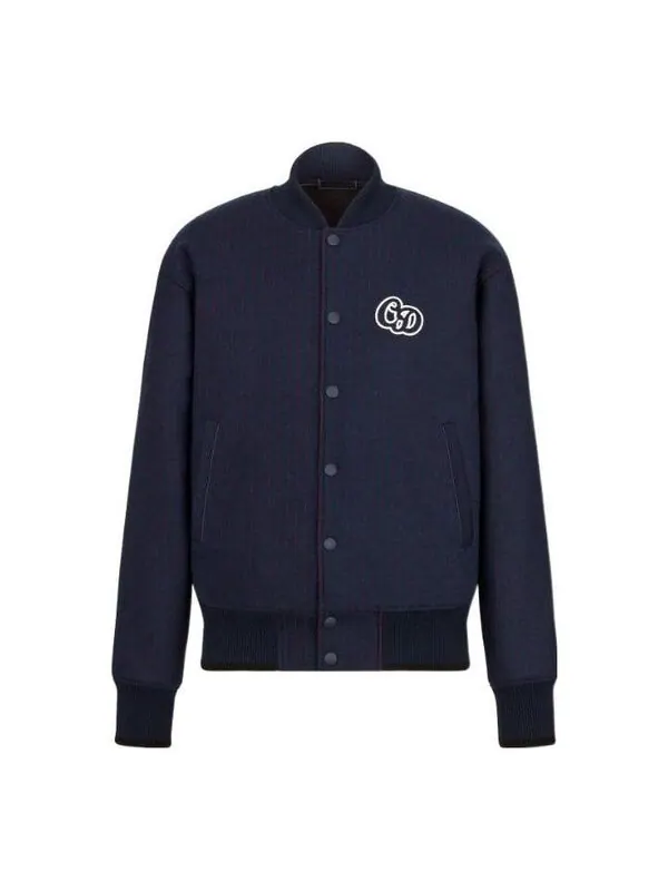 Куртка men's ss22 logo printing stripe long sleeves jacket autumn blue Dior
