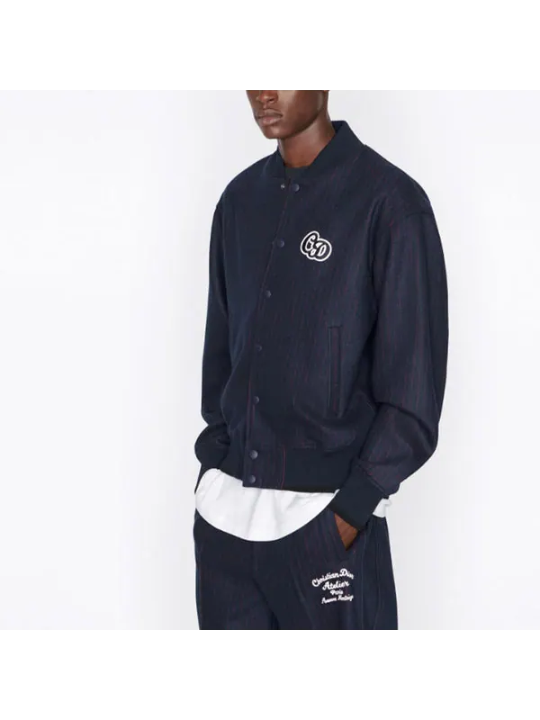 Куртка men's ss22 logo printing stripe long sleeves jacket autumn blue Dior — изображение 3 из 4, синий