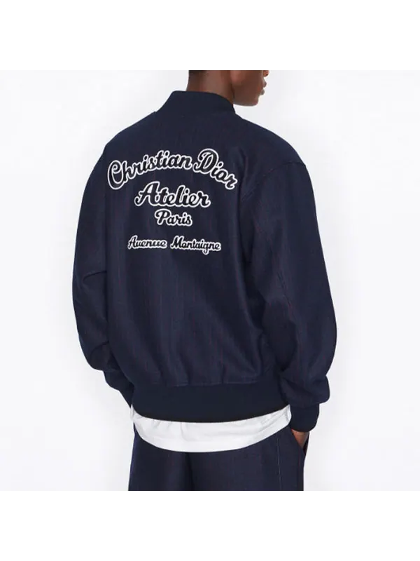 Куртка men's ss22 logo printing stripe long sleeves jacket autumn blue Dior — изображение 4 из 4, синий