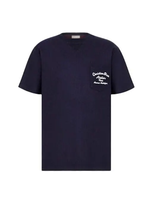 Футболка men's ss22 embroidered plain weave knit short sleeve navy blue t-shirt Dior