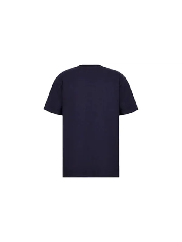 Футболка men's ss22 embroidered plain weave knit short sleeve navy blue t-shirt Dior — изображение 2 из 4, синий