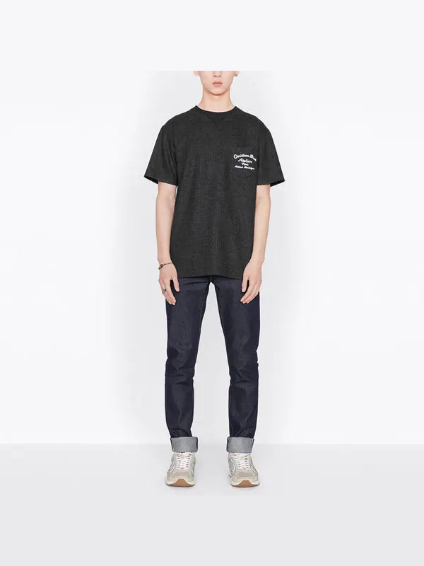 Футболка men's ss22 alphabet printing round neck short sleeve gray t-shirt Dior — изображение 3 из 4, серый