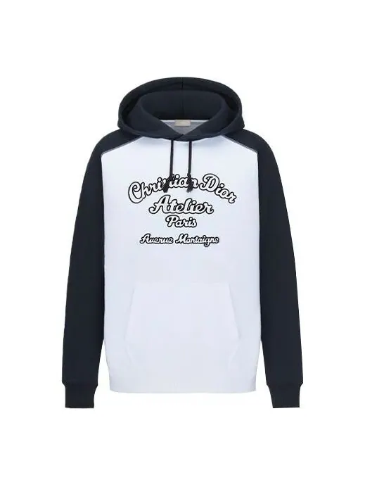 Толстовка men's ss22 embroidered logo pattern loose hooded colorblock long sleeves white Dior
