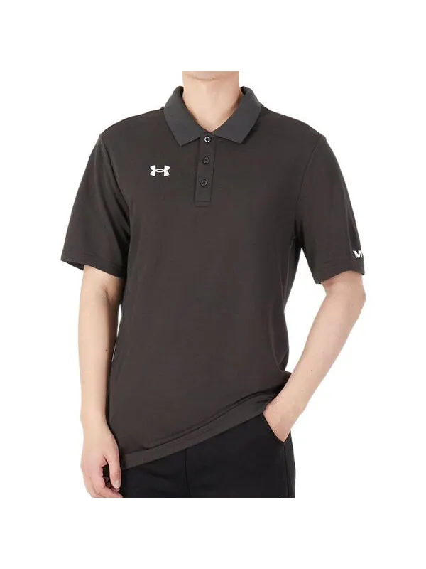 Футболка men's casual sports lapel training breathable short sleeve polo shirt gray Under Armour — изображение 3 из 4, серый