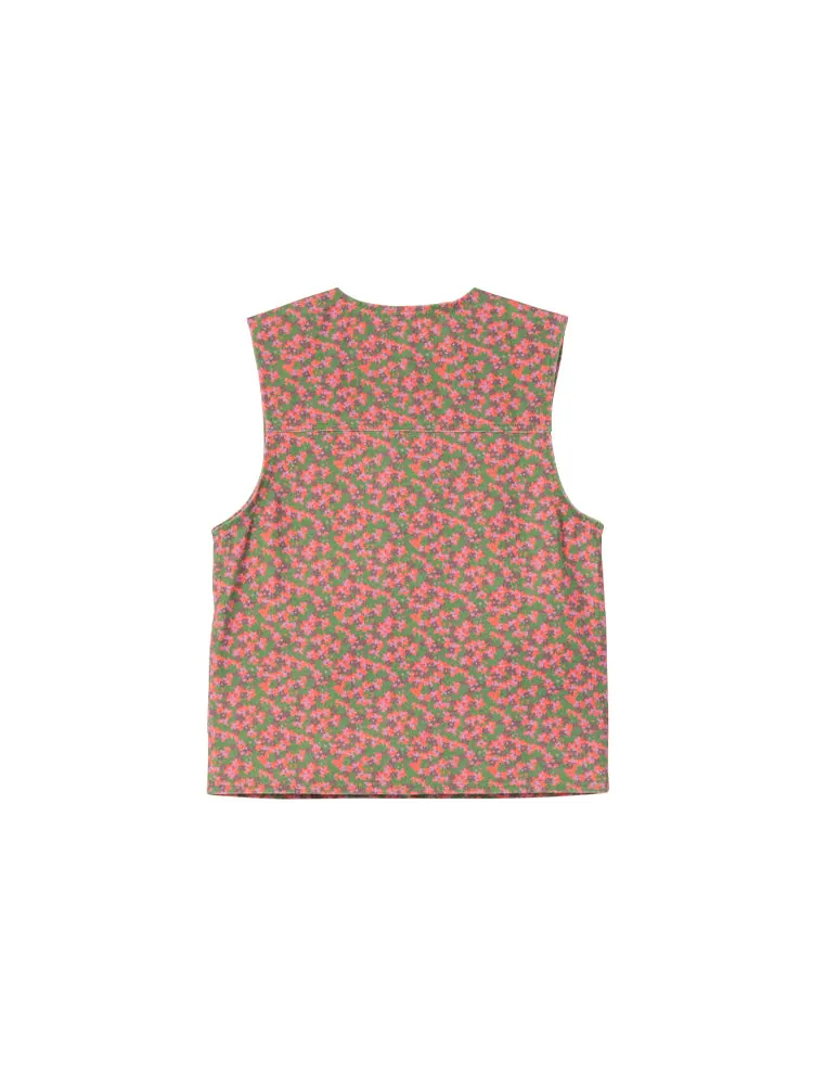 (WMNS) Жилет Stussy Sycamore Canvas Vest 'Flower' — изображение 2 из 3, красный/зеленый