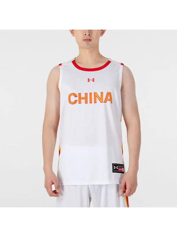 Спортивная футболка china basketball jersey 'white' Under Armour — изображение 2 из 4, белый/красный