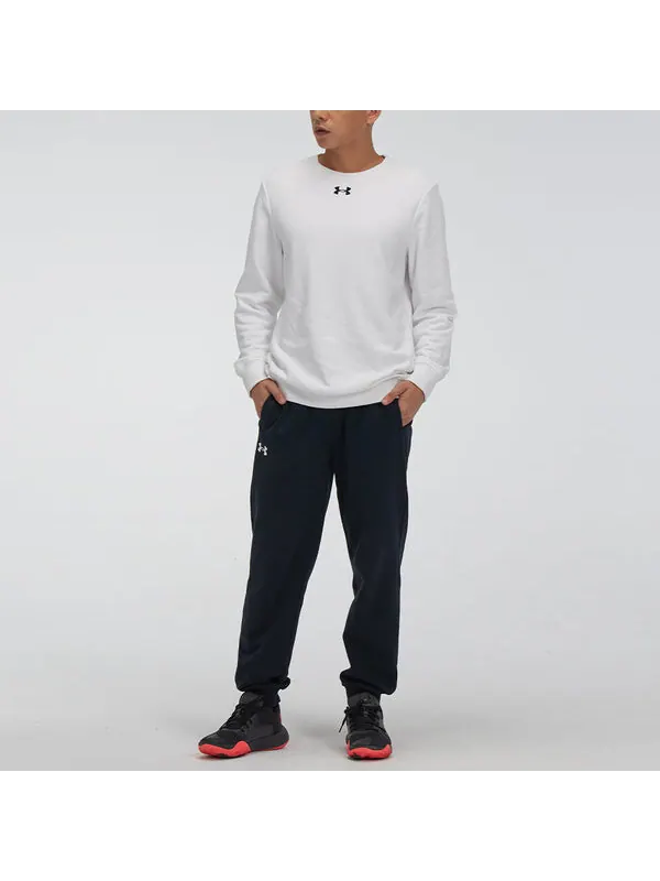 Толстовка rival fleece 2.0 crew pullover 'white' Under Armour — изображение 3 из 4, белый/черный