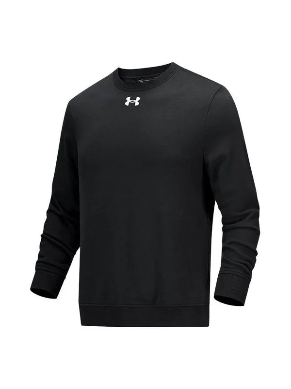Толстовка rival fleece 2.0 crew pullover 'black' Under Armour — изображение 1 из 4, черный/белый