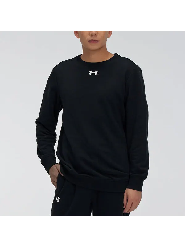 Толстовка rival fleece 2.0 crew pullover 'black' Under Armour — изображение 4 из 4, черный/белый
