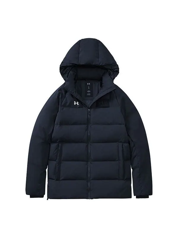 Куртка logo training hooded down jacket 'black white' Under Armour — изображение 1 из 4, черный/белый