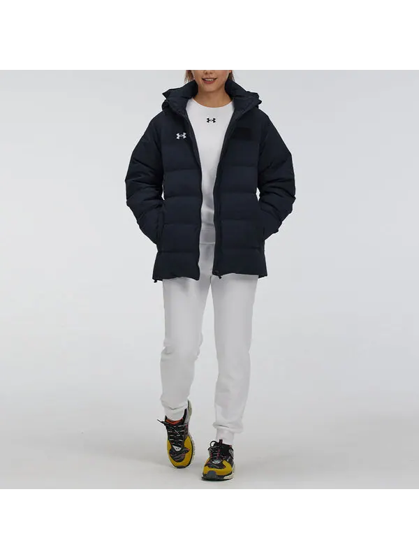 Куртка logo training hooded down jacket 'black white' Under Armour — изображение 3 из 4, черный/белый