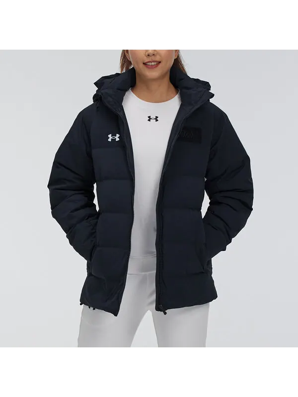 Куртка logo training hooded down jacket 'black white' Under Armour — изображение 4 из 4, черный/белый