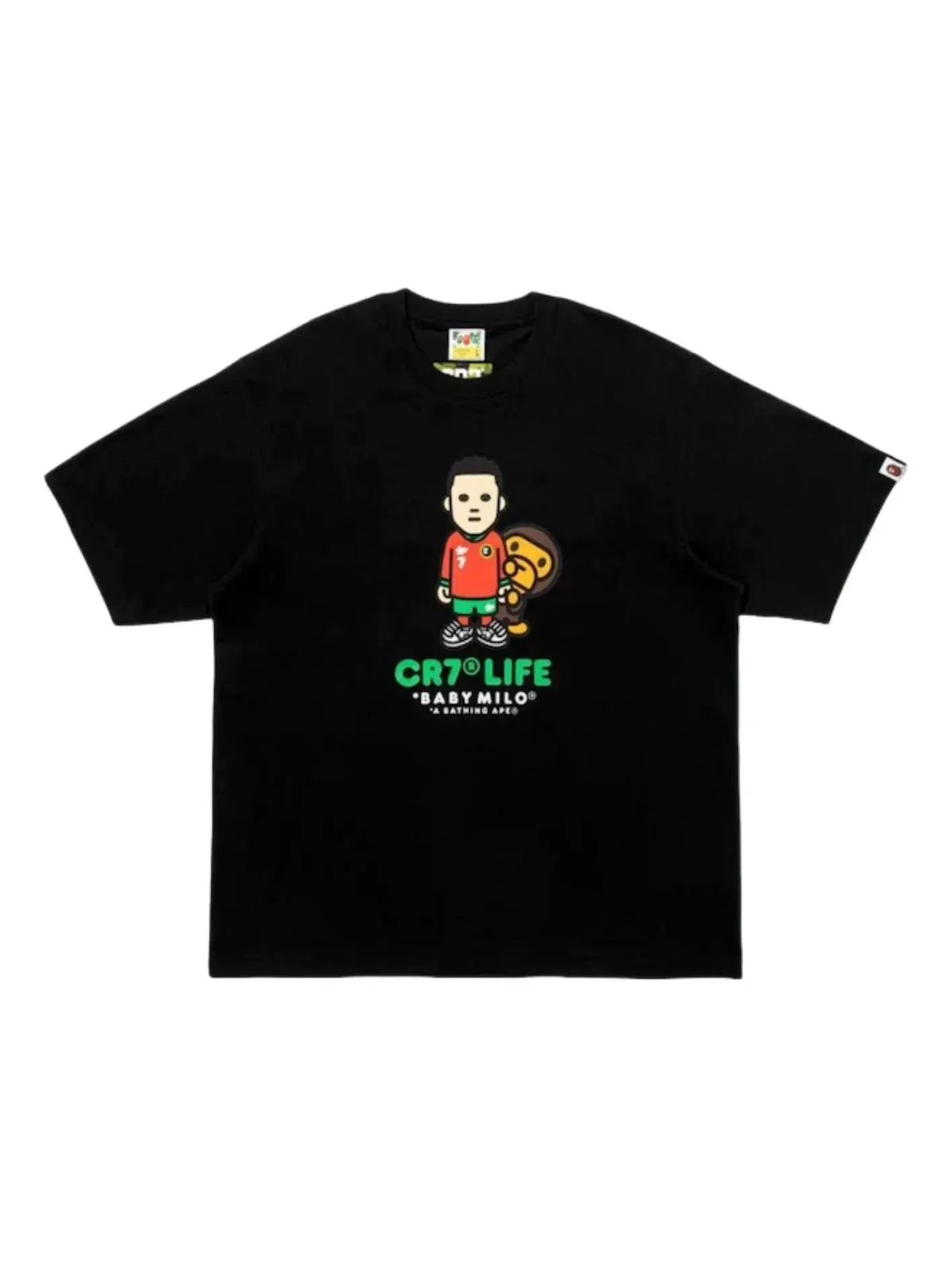 Мужская футболка с принтом A Bathing Ape x Cristiano Ronaldo CR7 Life Baby Milo Relaxed Fit — изображение 1 из 2, черный