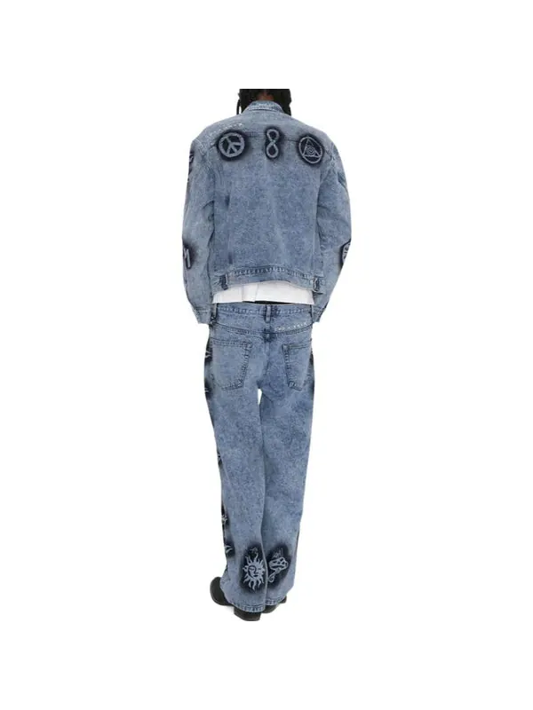 Куртка x dries van noten hand-stencilled denim jacket 'washed blue' Stussy — изображение 4 из 4, синий